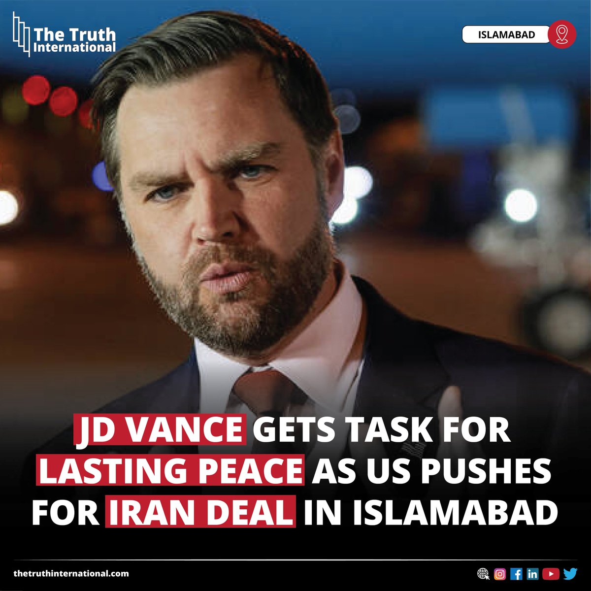 ttimagazine's tweet image. JD Vance Gets Task for Lasting Peace as US Pushes for Iran Deal in Islamabad

FOR FURTHER DETAILS: thetruthinternational.com/jd-vance-gets-…

#JDVance #Task #Lasting #Peace #US #Pushes #Iran #Deal #Islamabad #TTI