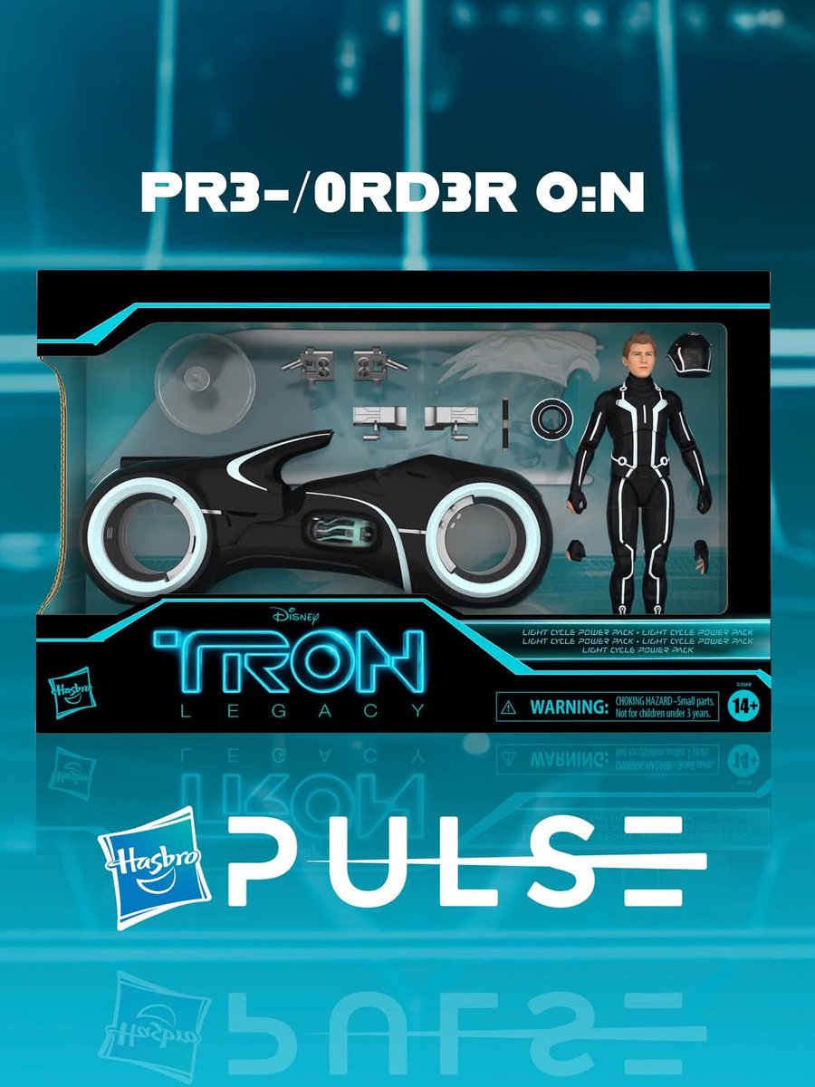 DigitizedUser's tweet photo. TRON: LEGACY X HASBRO

The TRON: Legacy 6" line will be released through a two-part drop and available for pre-order today at 1 PM ET!

Identity Collection (1/2):
- Kevin Flynn
- Quorra
- CLU
- Rinzler

Lightcycle Power Pack (2/2):
- Sam Flynn
- Lightcycle https://t.co/fKgH6tkVpC