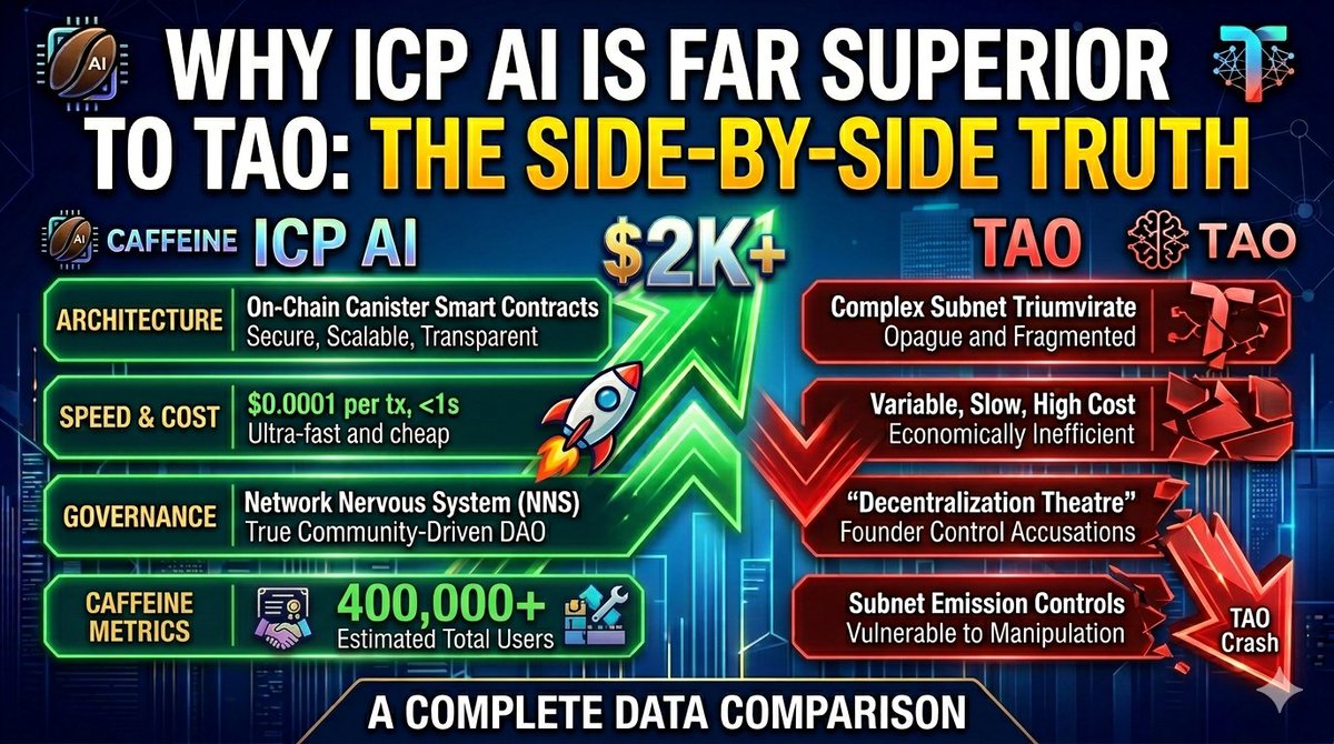 bitcoinr3negade's tweet image. It looks like there is some serious debate around #TAO rn

Why #ICP AI is far superior to TAO and will be the AI model in crypto that changes everything

$ICP VS $TAO