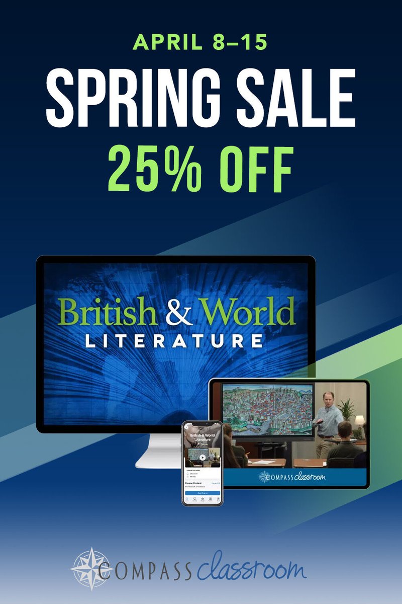 Use code SPRING25 to save 25% off British and World Literature during our Spring Sale! Thomas Purifoy Jr. leads students through 14 literary classics from a Christian perspective. 1/2 HS credit. A course that builds real readers. compassclassroom.com/shop/product/w…