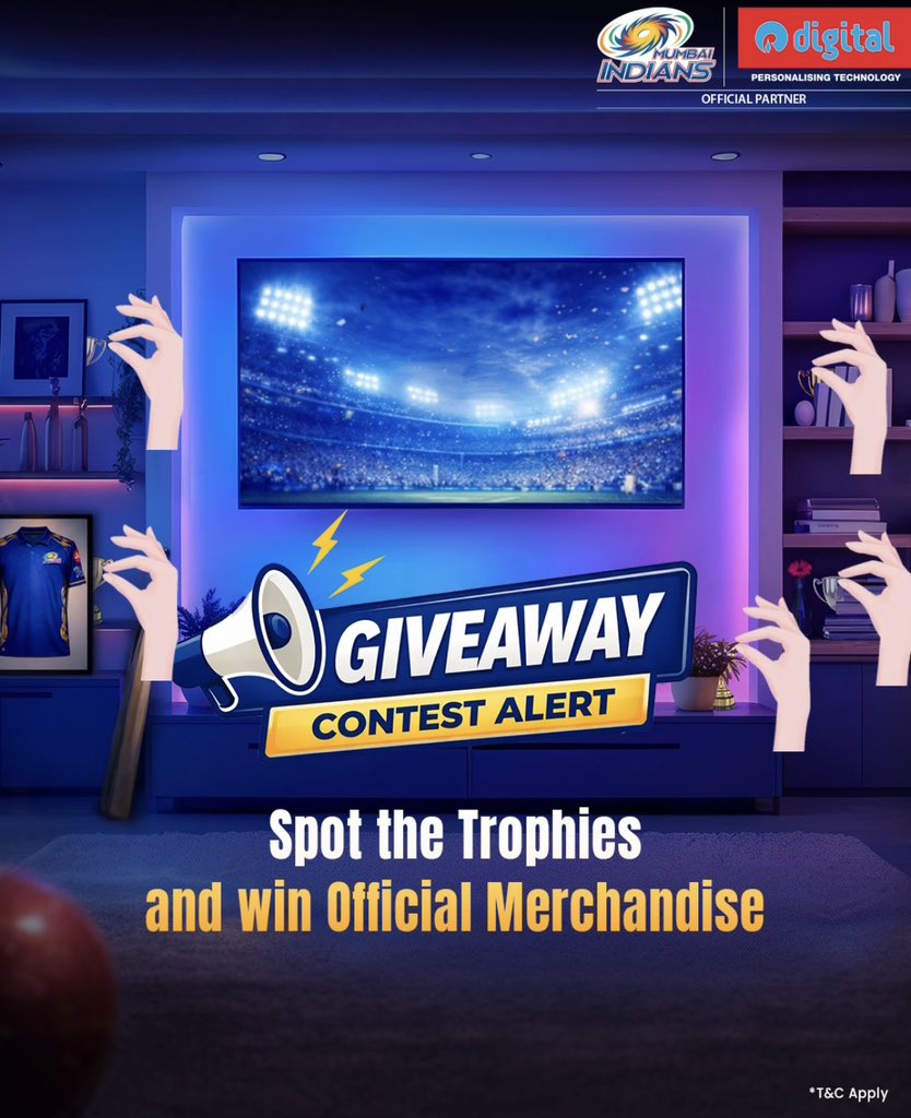 Creative090's tweet photo. @RelianceDigital 5 Trophies 🏆

#IPL #MumbaiIndians #Win #Tickets #Contest #Comment #Follow #TV #Trophies #RelianceDigital #Technology #Cricket https://t.co/AFtuYwtLgT