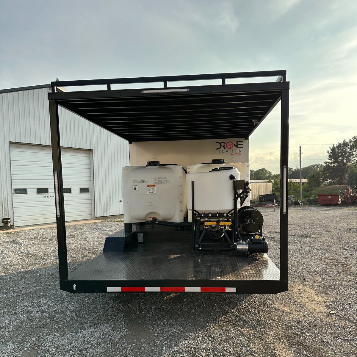 Birkeys's tweet image. Step into the future of agricultural support  with the Top Notch Drone Trailers. Fully equipped with advanced plumbing features, aluminum wheels, and optional fold-up railing, these trailers are truly #TopNotch. Contact your local Precision Farming Specialist to learn more.