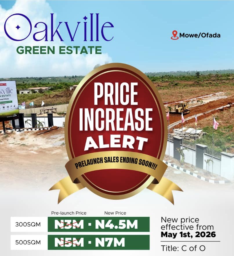 belltounltd's tweet photo. Invest where the giants are! 🏗️🇳🇬
Oak Ville Estate, Mowe. Secure a prime spot near Nestlé &amp; Olam.
✨ High ROI | Paved Roads | 24/7 Security
📜 Title: C of O
💰 Pre-launch: 300SQM ₦3M | 500SQM ₦5M
✅ Buy and Build 

📞 /Whatsapp : 08163935202
#RealEstate #InvestInNigeria #Mowe https://t.co/vZfuS5zDgp
