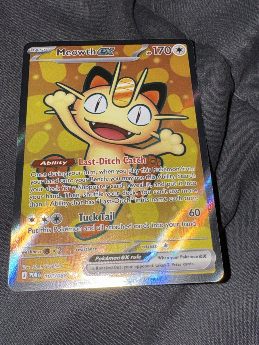SplashyEvvy's tweet photo. So far I’m really enjoying Perfect Order, I don’t get all the hate. 

#pokemon #pokemontcg #collectible #perfectorder #meowth https://t.co/4O6mBjYk3c
