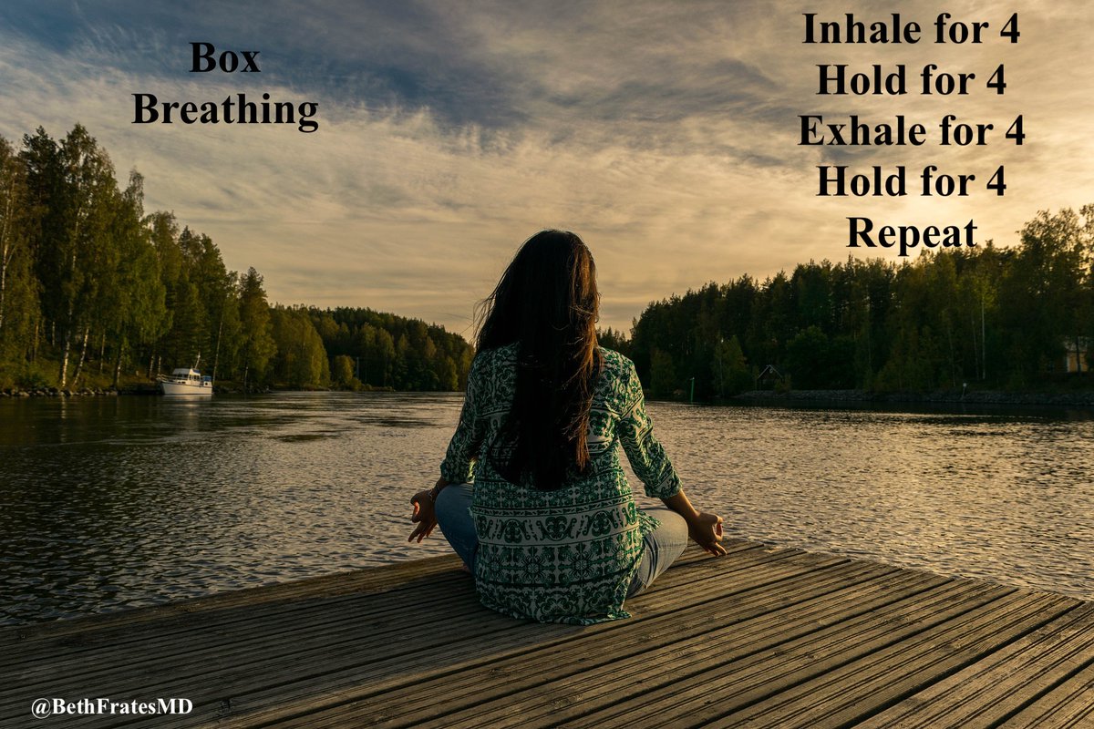 BethFratesMD's tweet image. Here's a stress break for you--Box Breathing. This exercise can help you to turn on your parasympathetic system, which is the rest + digest response. We are often operating in the sympathetic system for most of the day, which is the fight or flight response. #Relaxation #stress
