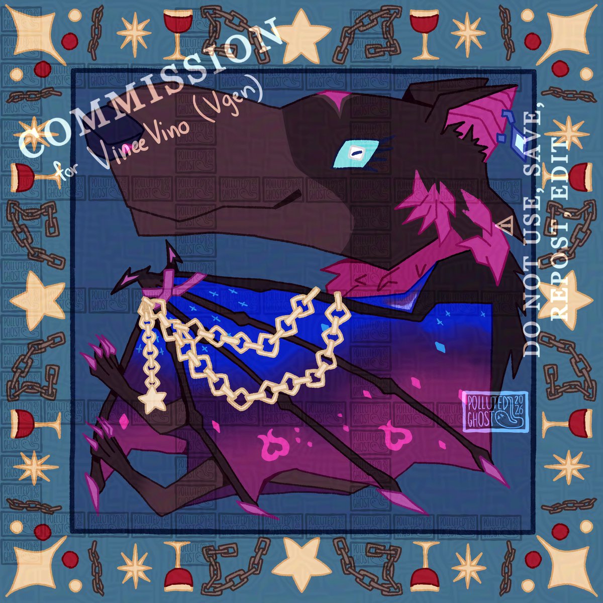 #vgencomm for VineeVino! Another creature in the box :3  #originalart #commission #commissionart #bat #animalart #originalcharacter #chains #stars #digitalartist #vgen #vgenopen #pwyw