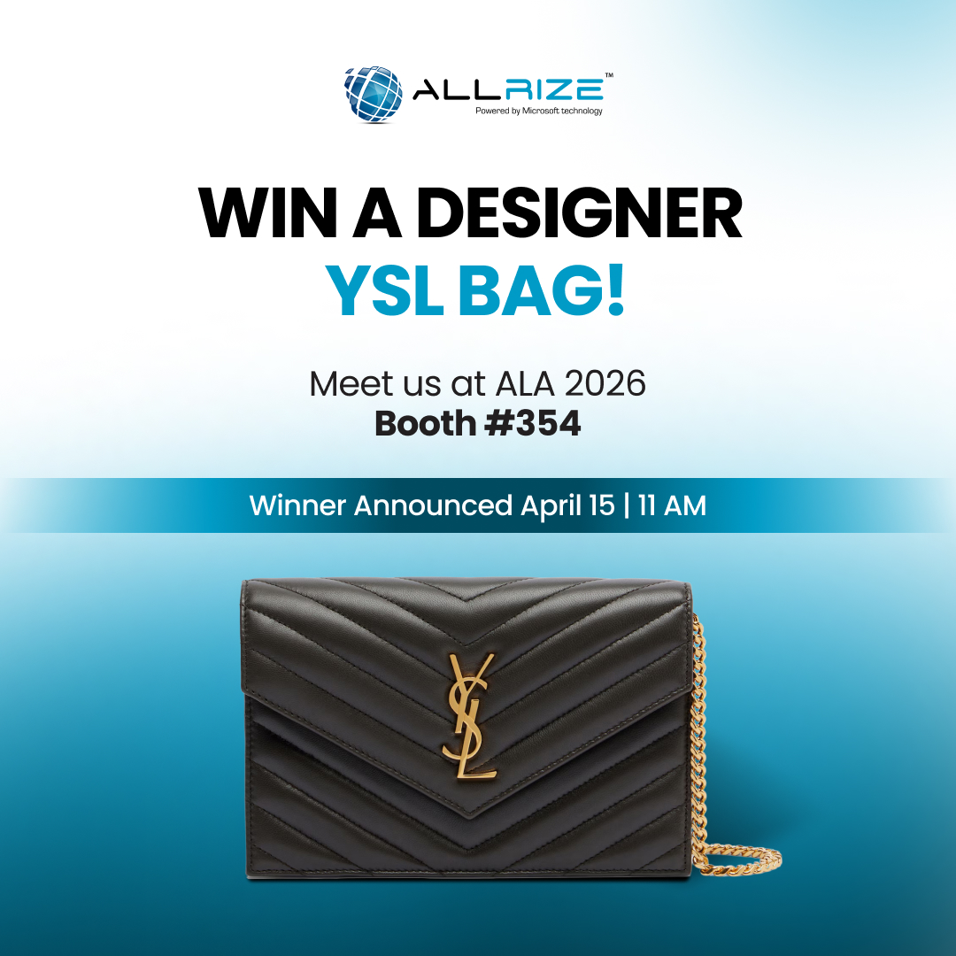 At ALA Annual Conference &amp; Expo 2026?

Here’s your chance to win a designer YSL bag!

The AllRize team would love to meet you. Come by, say hello, and add your name to the draw for a chance to win.

📍 Booth #354
🗓️ Winner will be announced April 15 at 11:00 AM

#ALA2026