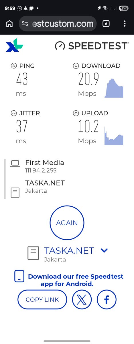 denysabri's tweet photo. Langganan @FirstlyMedia  dpt speed cuma segini terus, ternyata pindah ke @myXL, wa call center hampir 30 menit nunggu cuma utk ditanya hal dasar doang https://t.co/E57u7onVXV