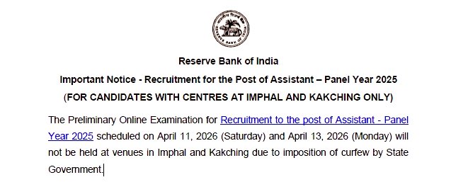 Another step to sideline the Meiteis? Due to the state imposed curfew, RBI Assistant Preliminary Exam won’t be held in Imphal &amp; Kakching as per the notification below. While Meitei  candidates’ future will be destroyed, their counterparts in CCPUR will have no issues with theirs.