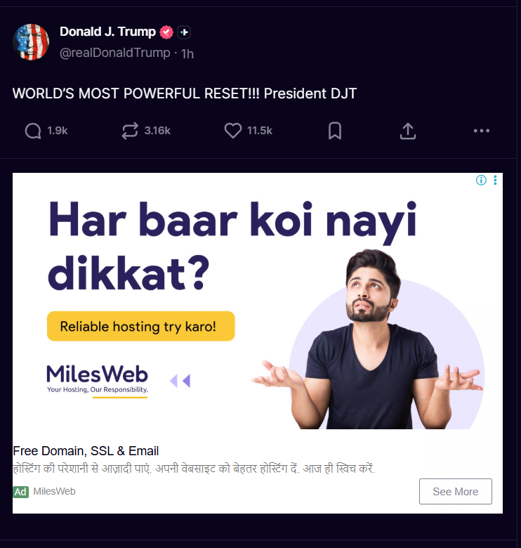 0xChum's tweet photo. Appropriate Advertisement on #TruthSocial 😂😂🤣 https://t.co/xXiPZMnAZQ