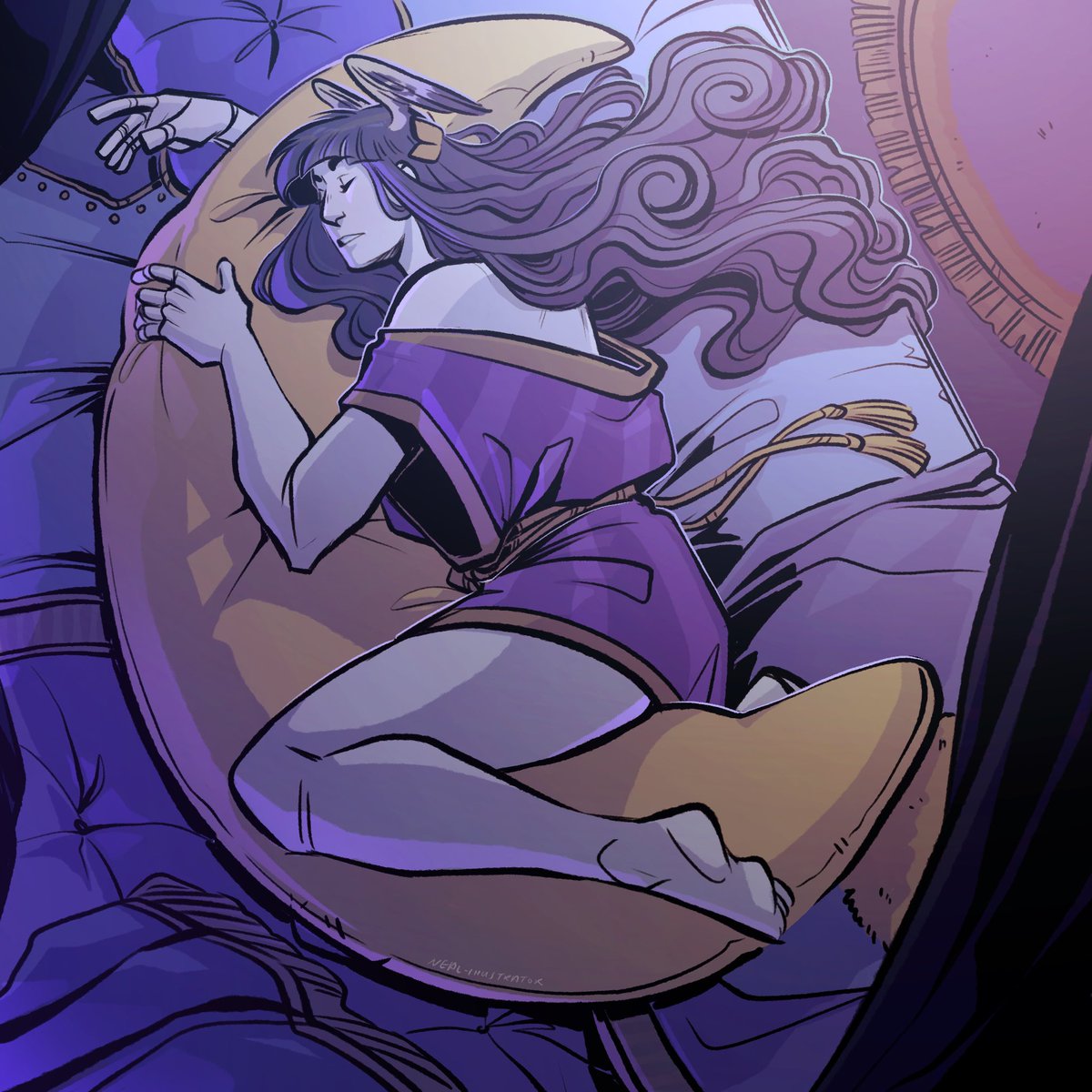 IllustratorNeal's tweet photo. Hypnos at work? At rest? #famtheon https://t.co/mqECAH7tGf
