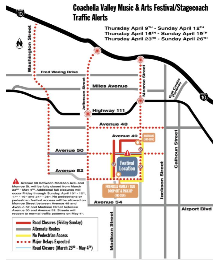 RobinWinstonTV's tweet image. NBC LA TRAFFIC FORECAST| COACHELLA
Thousands of music fans are descending on SoCal for the first weekend of #Coachella. Traffic will be busy on the I-10 heading to Indio, Ca &amp;amp; on surface streets surrounding the festival site #NBCLA