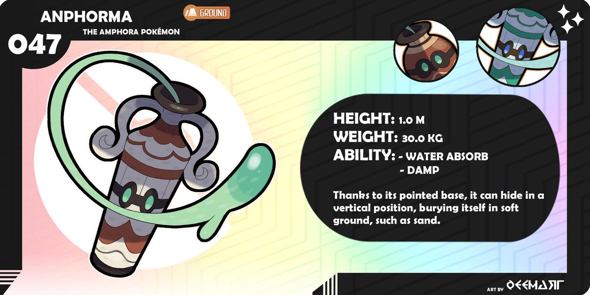 Meet Anohorma 🏺

When a Keramud is exposed to the Gaia Stone, it regains an appearance from ancient times.

Be careful, not all water is drinkable. Let me know what you think.📩

#fakemon #pokemon #pokedex #fakedex #elysionregion