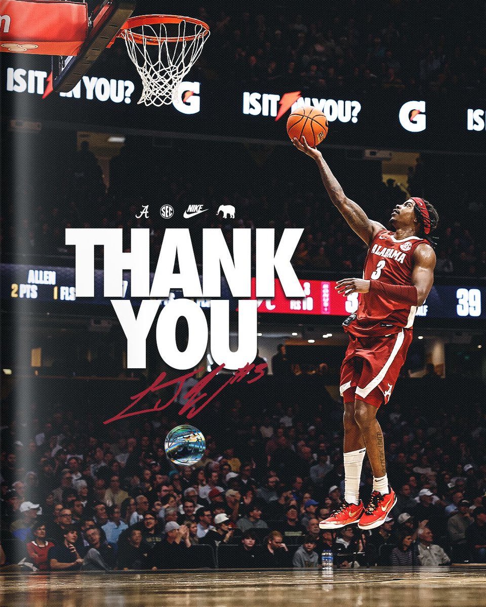 AlabamaMBB's tweet image. Thank You 3.

A leader that is resilient and a proven winner. Thank you for an amazing three seasons Trelly. #RollTide