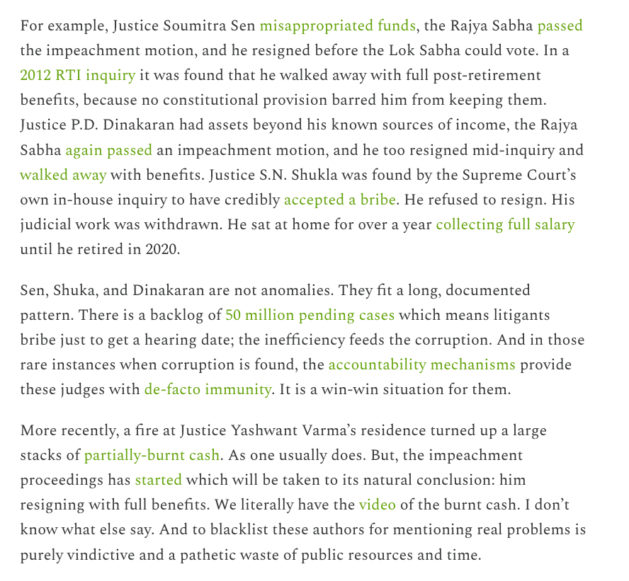 A month ago, I said that this impeachment proceedings will be taken to its "natural conclusion" with Justice Varma resigning with full benefits. As that has been the case with Sen, Dinakaran, and Shukla. Today he resigned. Let's see what happens next.