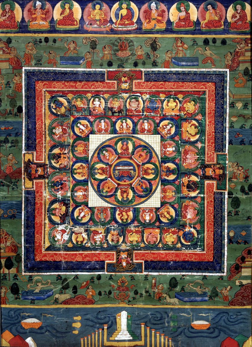 Medicine Buddha Mandala with the Goddess Prajnaparamita in center, Tibet, 19th century