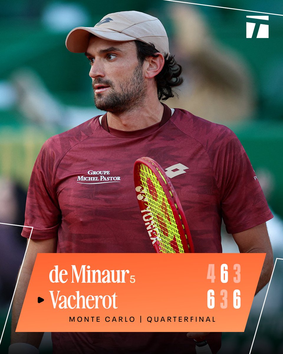TennisChannel's tweet photo. HISTORY IS MADE 🇲🇨 🤯 🦾 

Valentin Vacherot is the first Monegasque to reach the semifinals on home soil 👏 

He will face none other than CARLOS ALCARAZ for a spot in the final! 

#RolexMonteCarloMasters https://t.co/M9Rc05WdOi