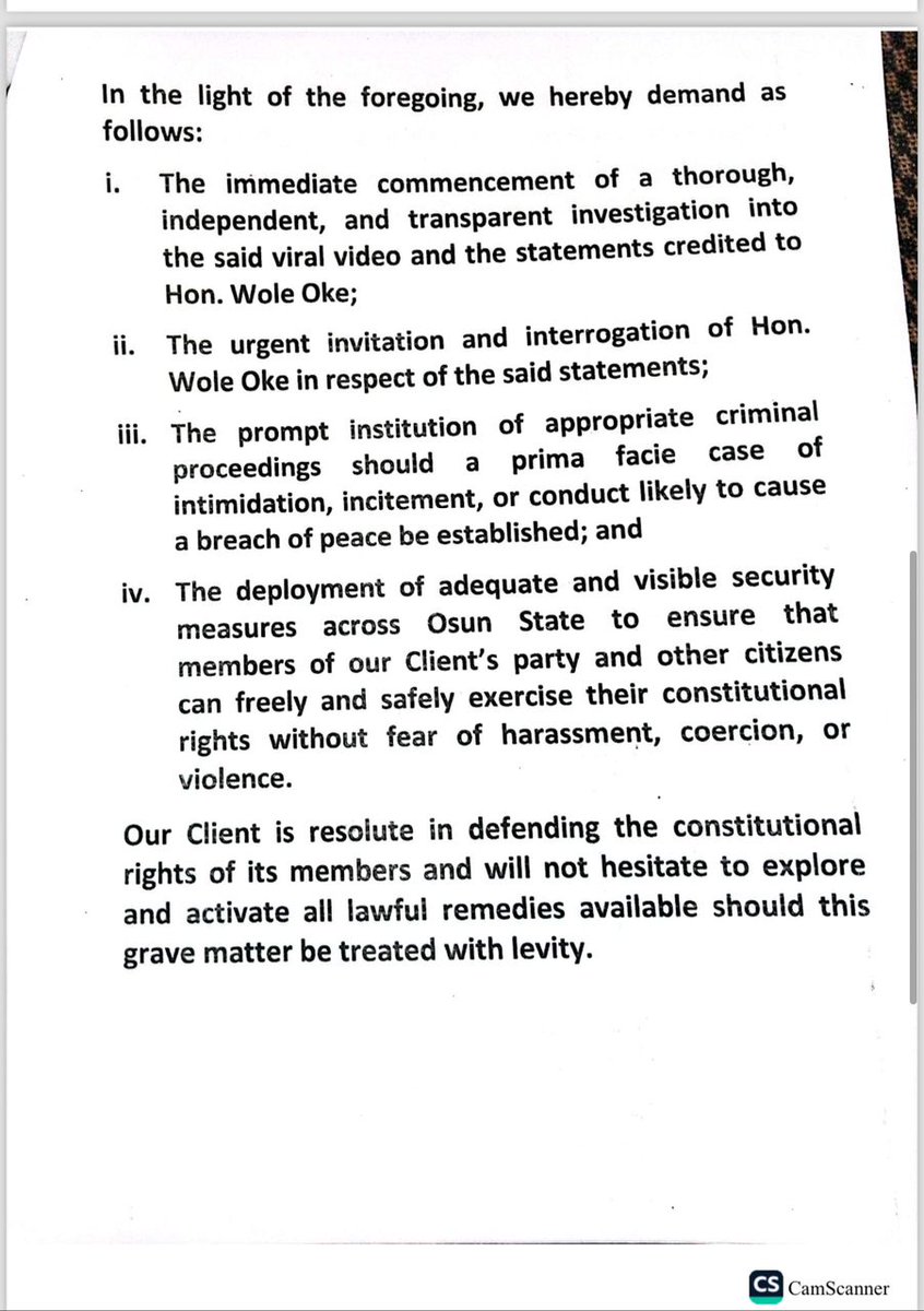 Accord_Osun's tweet photo. Osun State chapter of the Accord has petitioned the police over what it described as threatening and inflammatory statements allegedly made in a viral video by Wole Oke, a member of the House of Representatives representing Obokun/Oriade Federal Constituency. https://t.co/bXsTYQDfF6