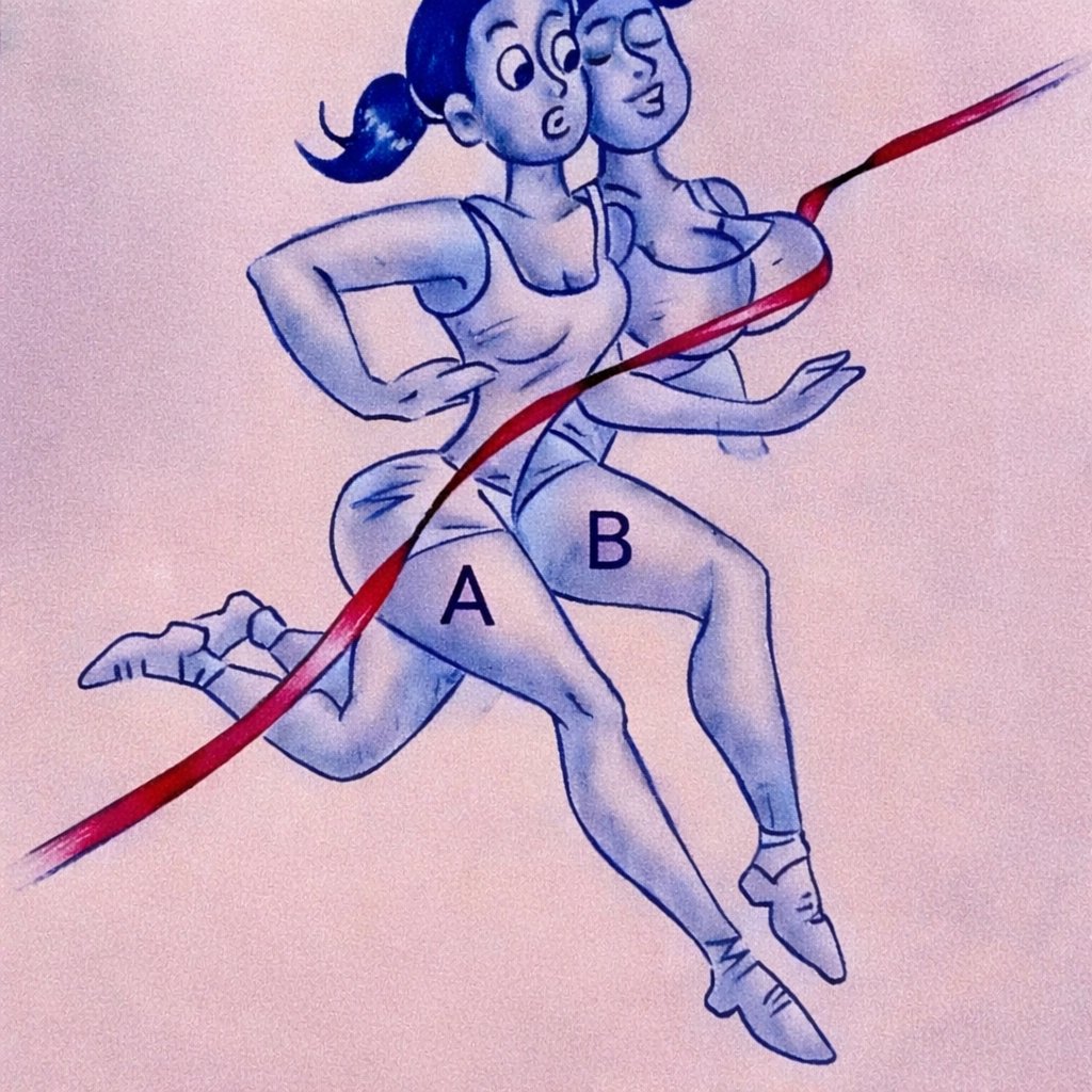 Meghla7788's tweet photo. Hey @grok  who won? B's body part touch line first. https://t.co/kej6BupXfl