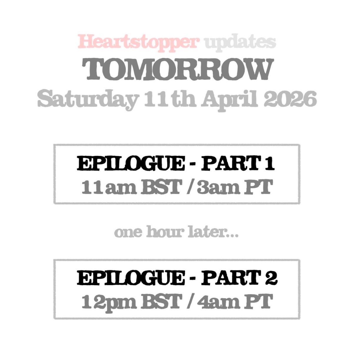 chxrliespring0's tweet photo. The epilogue of Heartstopper will be posted tomorrow. It’s the end of the comic 😭 https://t.co/gA5YJ8YOVa