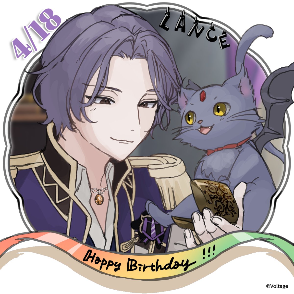 makai_nightmare's tweet photo. ❤HappyBirthday✨ランス❤

今日はランス（CV:#畠中祐）の誕生日✨
ロビンからのシガレットケースのプレゼントにランスも喜んでいるようです♪
お誕生日おめでとうございます🎉

#スタッフR作落描き #魔界ナイトメア #まかナイ #ランス・サータ誕生祭 https://t.co/aMqQJ4wUPZ