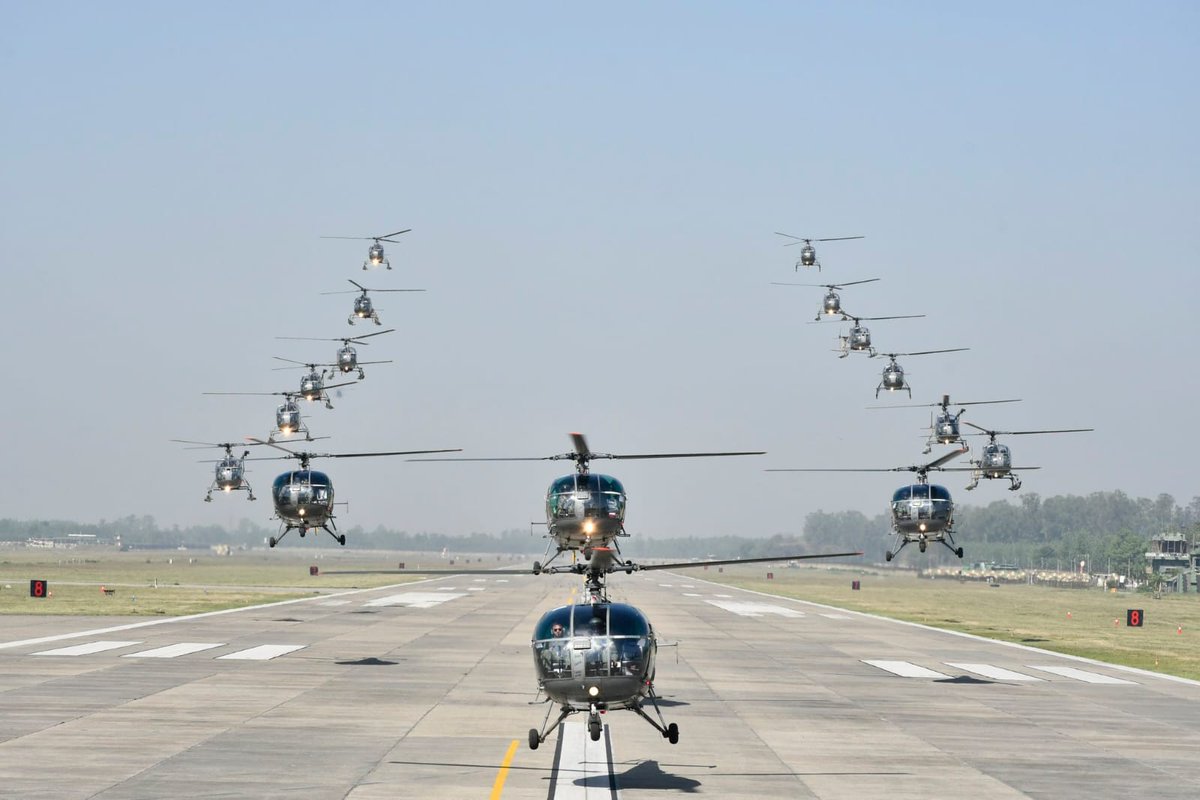 ians_india's tweet photo. The Indian Air Force proudly marks a significant milestone as 132 Helicopter Unit, The Hovering Hawks, complete 40 years of dedicated service to the nation this year. The unit has achieved 100% serviceability for all 16 aircraft of its Chetak/Cheetah fleet—an outstanding feat reflecting unwavering professionalism, technical precision and commitment to operational readiness: IAF