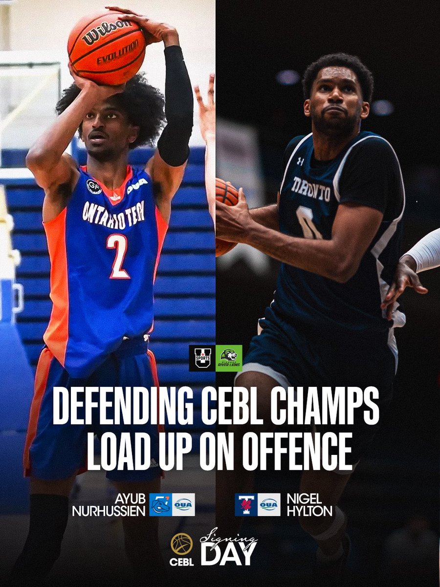 Added to the pride. 🦁🏀

<a href="/RiverLions/">Niagara River Lions</a> brings in two impactful <a href="/USPORTSca/">U SPORTS</a> pieces, with Ayub Nurhussien posting 14.2 PPG and Nigel Hylton adding 13.1 PPG this past season.

Read more at CEBL.ca

#CEBLSigningDay