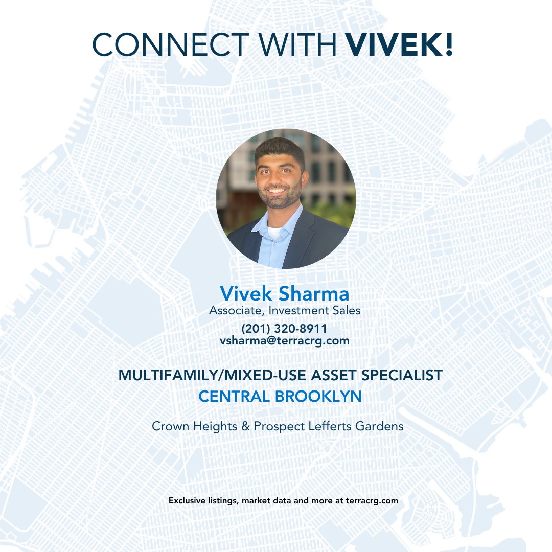TerraCRG's tweet image. We’re excited to spotlight Vivek Sharma, our #Multifamily and #MixedUse Asset Specialist serving the #CentralBrooklyn market focusing on #CrownHeights and #ProspectLeffertsGardens. Discover Vivek's insights on his career and more—learn what sets him apart in the industry.