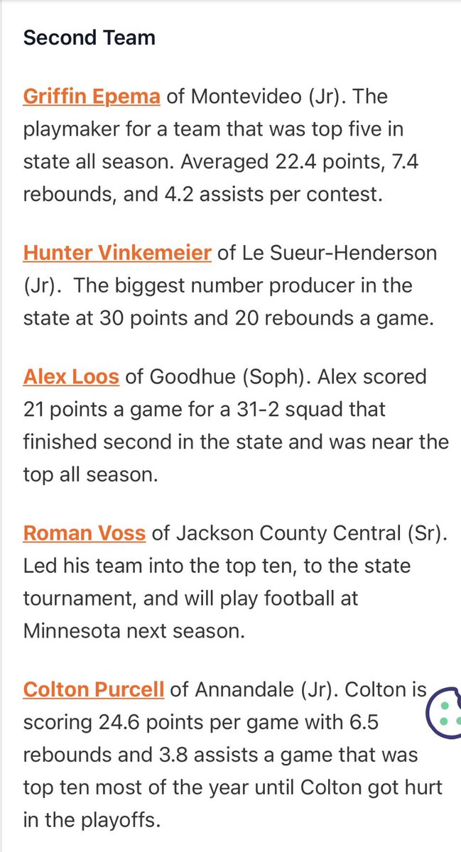 ColtonPurcell0's tweet photo. Grateful to be named 2nd team All-State.
@NorthstarHoops https://t.co/xLRw7Dhn8e
