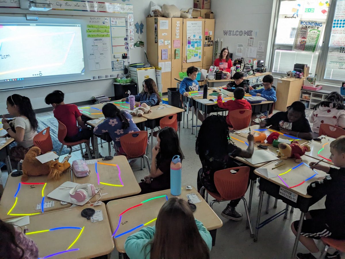 fcsdcentral's tweet photo. Miss Napier’s 3rd graders were GLOWING when they practiced area and perimeter!! https://t.co/v4zu91LhbJ