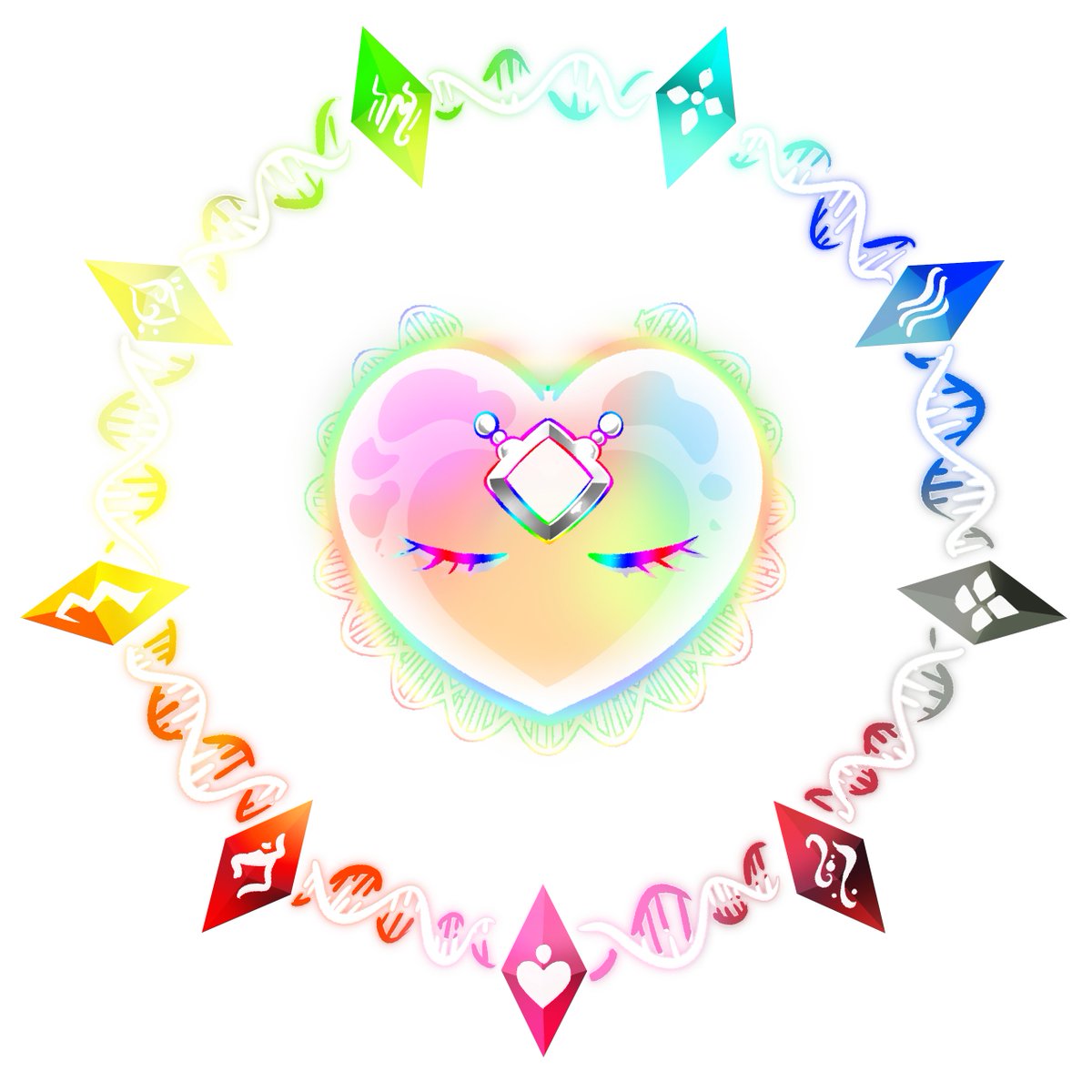 atsuECO124's tweet image. こういう感じのラブモンを作ってみたけど 
超進化したらどんな感じになるのかな…
 
(全属性が使える神様ラブモンをモチーフにした感じで)

 #ラブモン図鑑 #illustration