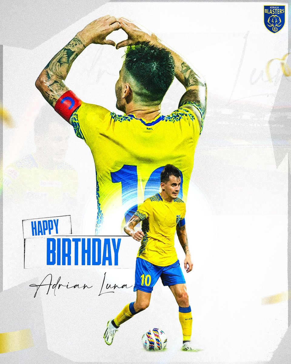KeralaBlasters's tweet photo. Wishing you a great birthday, Luna. Here’s to a great year ahead—on and off the pitch 🎂💛

#KeralaBlasters #KBFC #YennumYellow https://t.co/H3lVRuoj5D