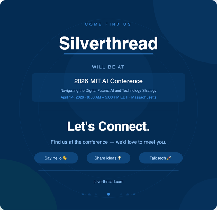 silverthreadinc's tweet photo. Looking forward to seeing you! #silverthread #MITILP #AI #networking https://t.co/LUUnoHsQcM