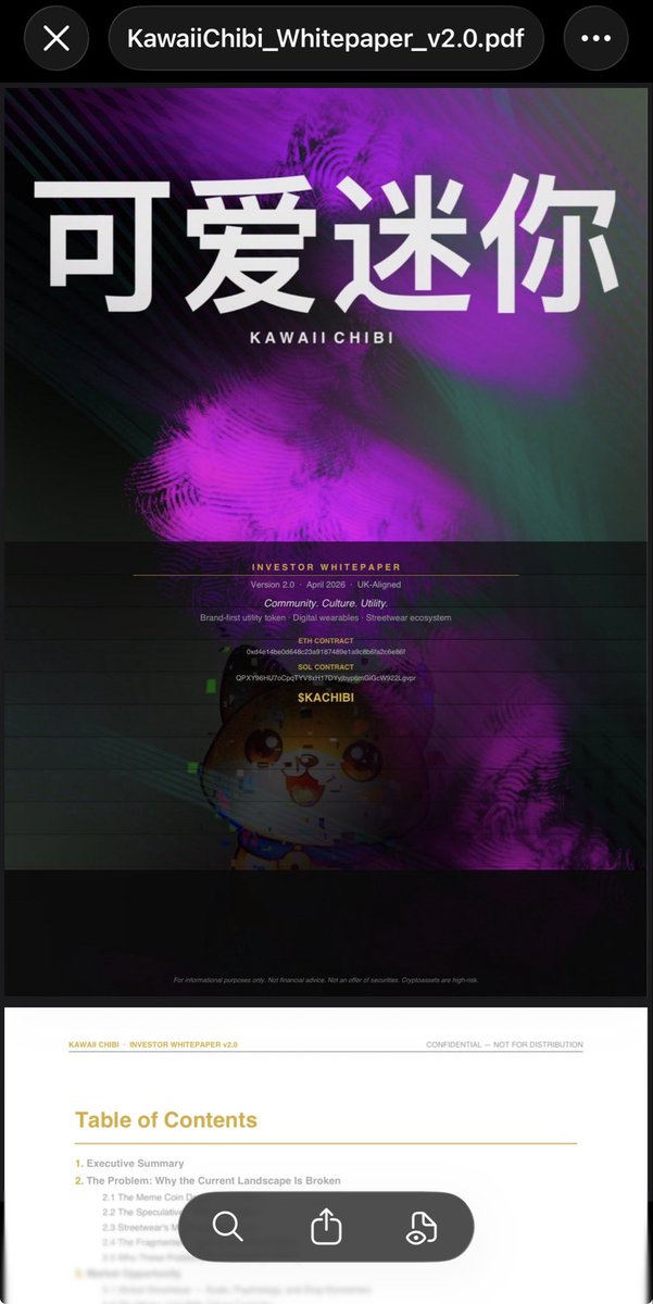 Thekawaiichibi's tweet photo. If you want to see what we are all about , our white paper has dropped, 48 pages. 

although the team are adjusting tokenomics, head 

over to our official telegram: 
https://t.co/r5S3Z9V9cg

Ca: 0xd4e14BE0d648C23a9187489E1a9C8b6Fa2c6e86f

#kawaiichibi #eth #utilitytoken https://t.co/4jNf8QHSdn