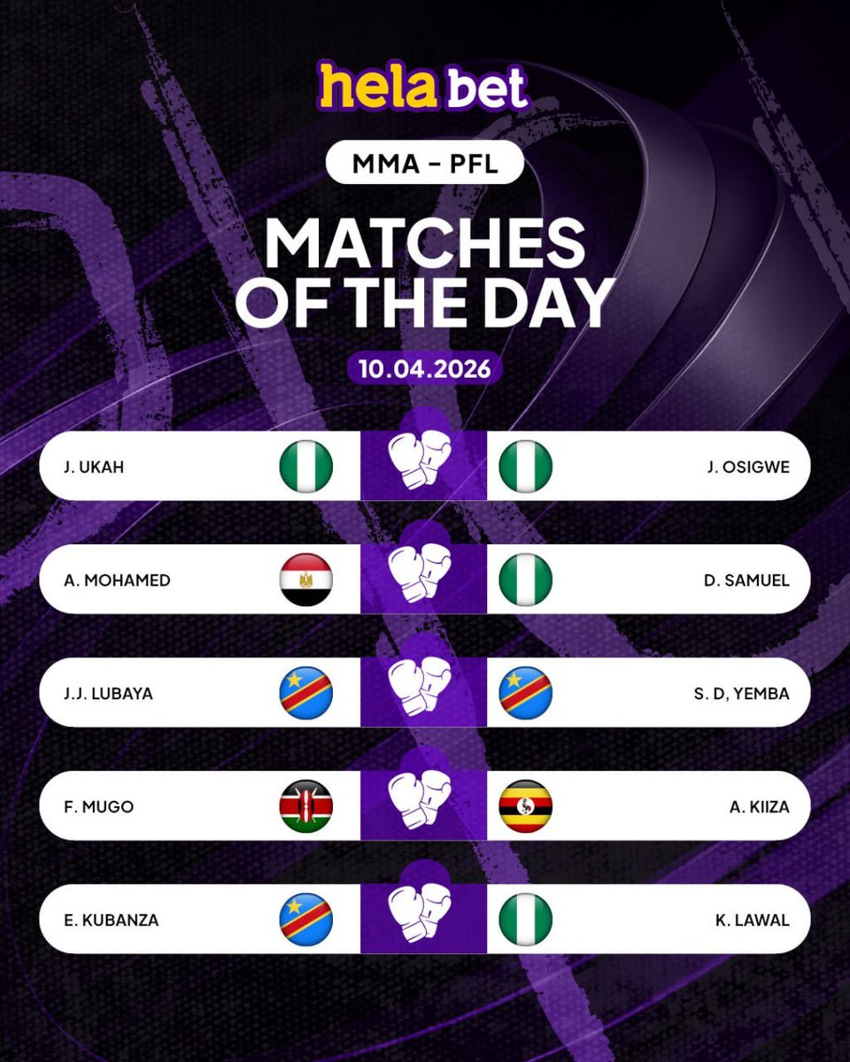helabet_com's tweet image. PFL Fight Night 🔥

Ukah vs Osigwe
Mohamed vs Samuel
Lubaya vs Yemba
Mugo vs Kiiza
Kubanza vs Lawal

Stacked card with plenty of value spots 👀
Who’s your pick tonight? 👇

#MMA #PFL #FightNight #MMABetting #CombatSports