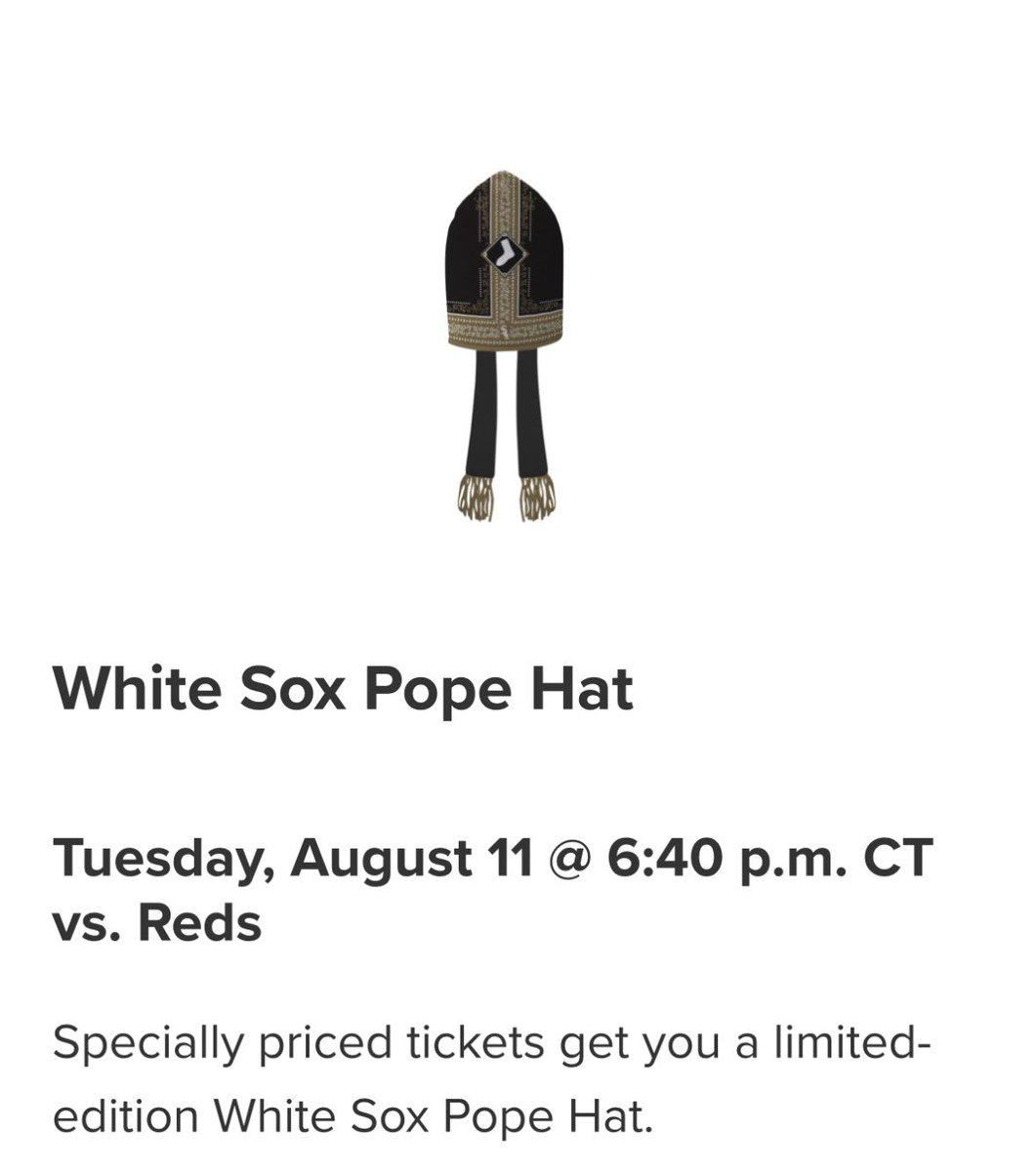 jon_greenberg's tweet photo. UPDATE: White Sox Pope hats for all! https://t.co/ACWlJ9733k