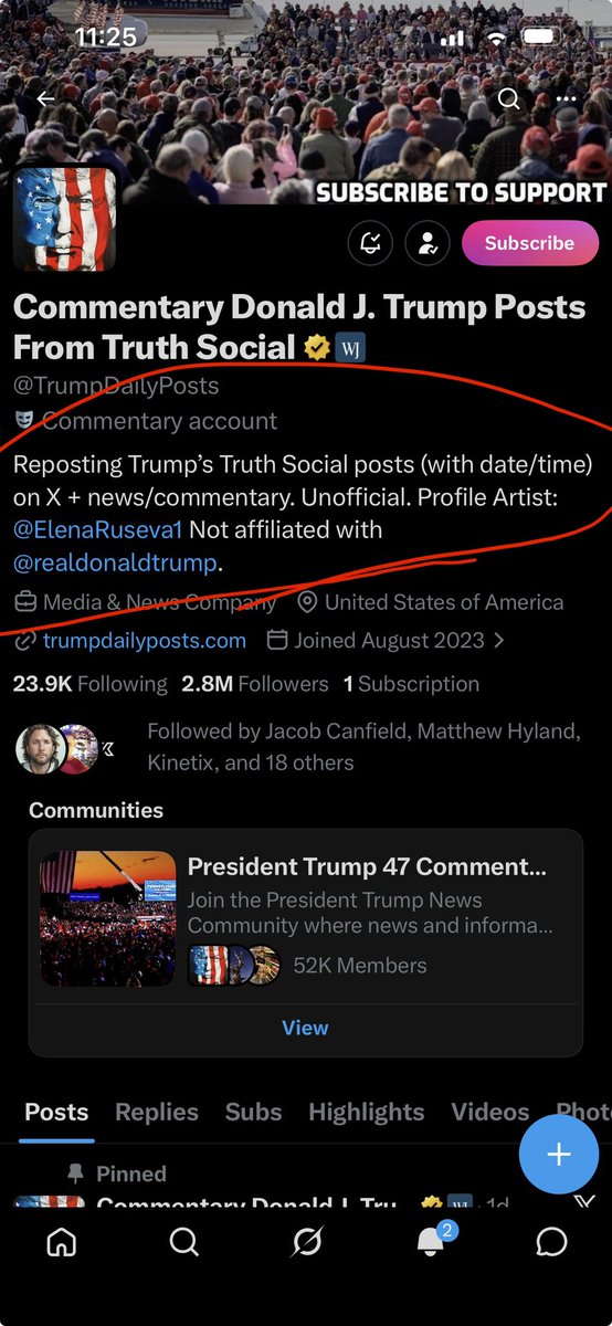 ianrainey's tweet photo. @kjordan1717 @pelositracker It’s just odd that we follow these the accounts, even though they say “unofficial” and “not affiliated with the real Donald Trump”. Yet the profile has 2.8 million followers and moves markets and sways public opinion. https://t.co/K0h7qnN1yl