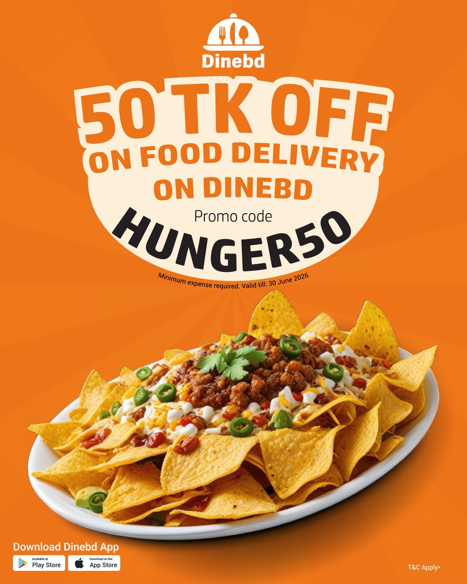 Dinebd_official's tweet image. Enjoy an instant Tk 50 savings on your order using the promo code HUNGER50
don’t miss out!

📲 Download the Dinebd app now!

Play Store Link: play.google.com/store/apps/det…

App Store Link: apps.apple.com/gb/app/dinebd/…

#dinebd #dhaka #ordernow #FoodAtYourFingertips