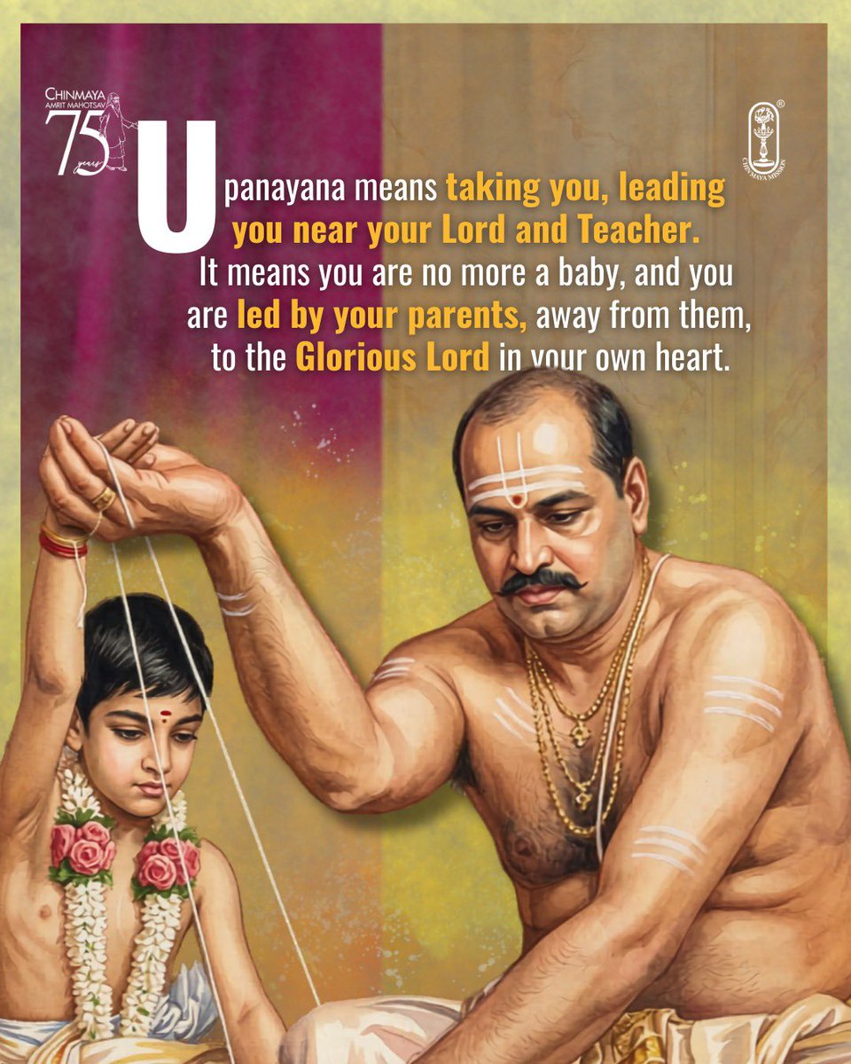 ChinmayaMission's tweet photo. Meaning of Upanayana Sanskara!
#vedictradition #upanayanam #vedicmantras #hindurituals #mundan
#Janeu #sacredthread #dharma, #chinmayamission #swamiChinmayananda https://t.co/x5KuQu7VRg