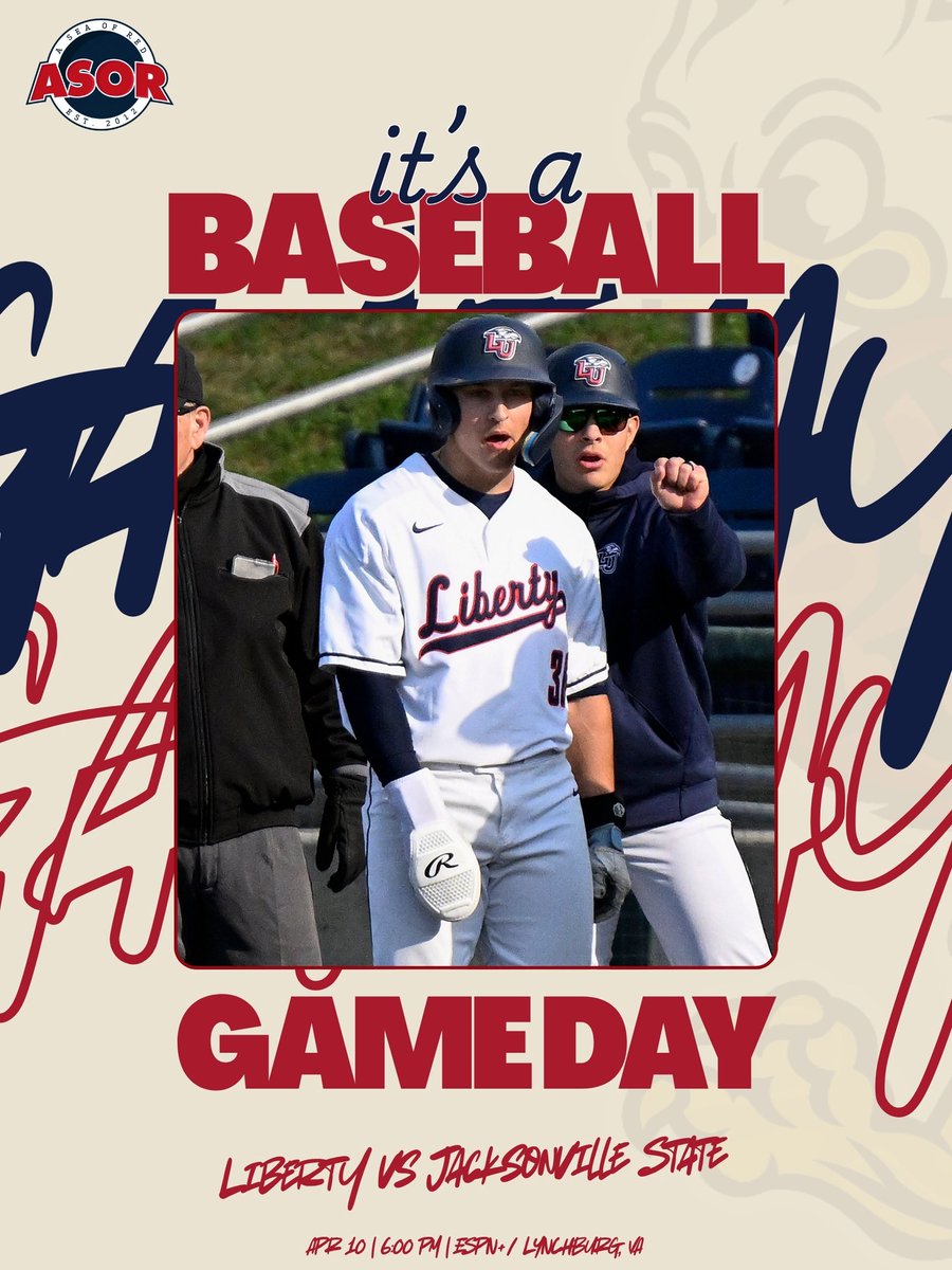ASeaofRed's tweet image. It’s GAMEDAY ‼️

Huge home series for Liberty Baseball as Jacksonville State comes to town in a clash of the top two CUSA teams. 

#BeatJaxST #Fanem🔥
