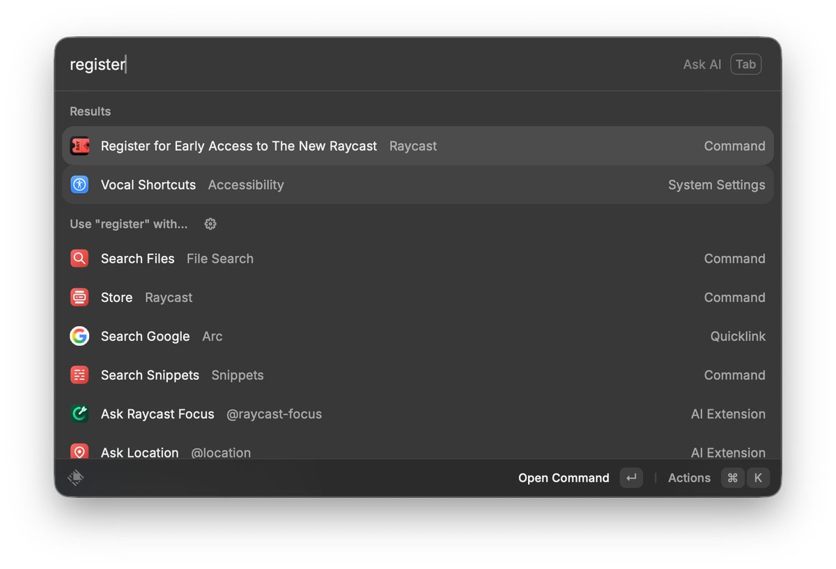 Get registered for early access to the new @raycast!