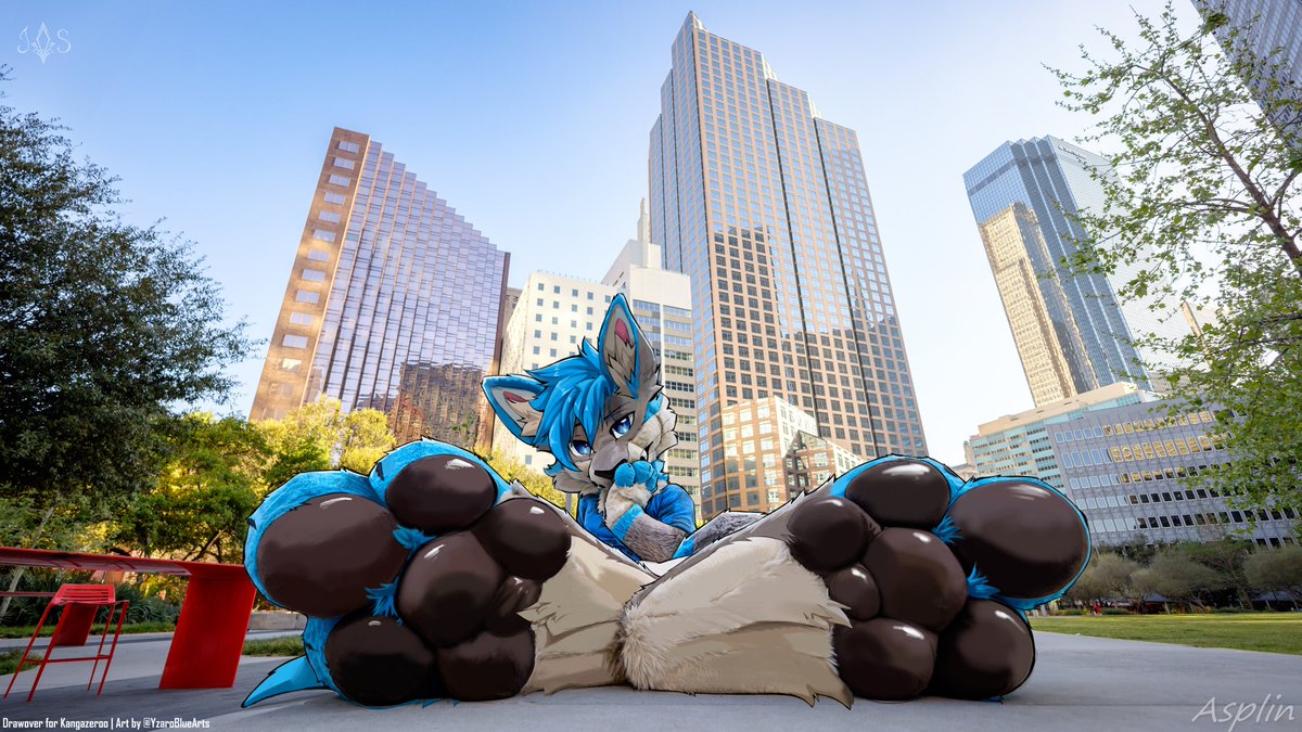 Kangazeroo's tweet image. I love fursuit drawovers because of the amount of collaboration between fursuiter, fursuit maker (@WildFoxWorks), photographer (@asplinduh), and artist (@YzaroBlueArts)

ALSO LOOK AT THE GOODS
#FursuitFriday