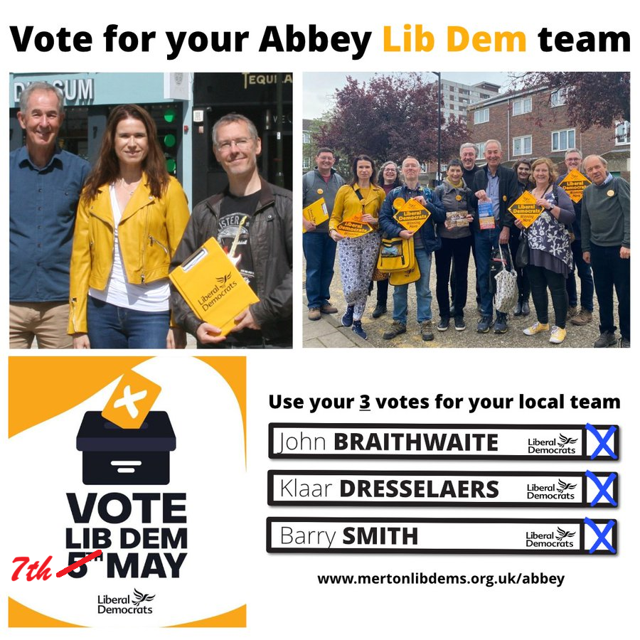 LibAbbey's tweet photo. All we need to update from four years ago is the election date. Vote for the team that's committed to serving South Wimbledon for the long-term. https://t.co/rLE6ukusWi
