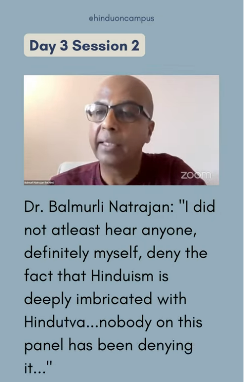 CoHNAOfficial's tweet photo. In 2021, @Hindus4HR strongly endorsed a conference where a speaker claimed "Hinduism is against democratic values & a danger to independence, equality and brotherhood". Another claimed that Hinduism inspired Nazism.

It was moderated by HfHR's own advisory board member Balmurli Natrajan. (9/n)
https://t.co/LlSH0fEsuV