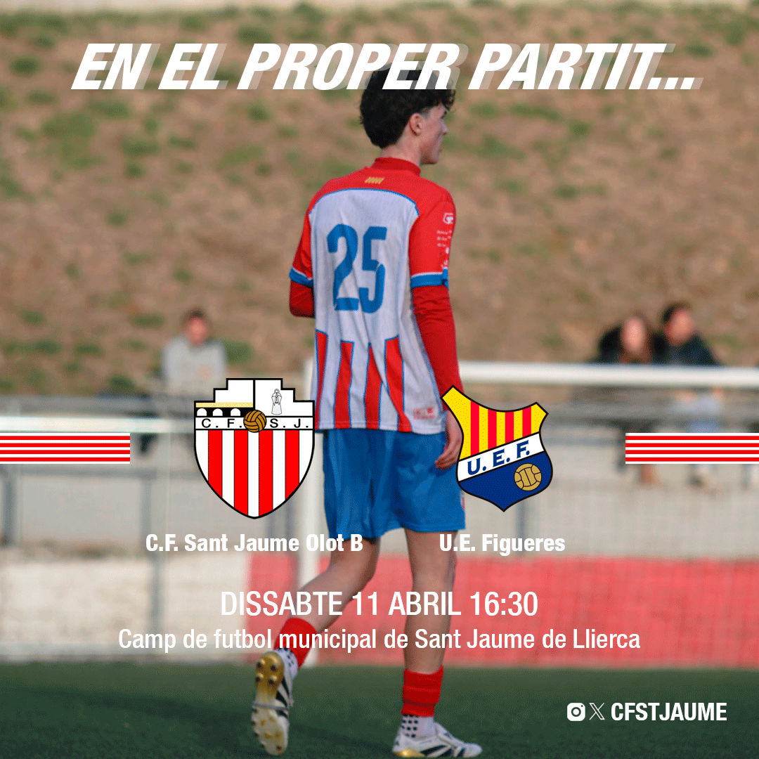 cfstjaume's tweet photo. Tornem del petit descans!

⚽C.F. Sant Jaume Olot B VS. @UEFigueres 
🏟️ Camp de futbol municipal de Sant Jaume de Llierca
🕔Dissabte 11 d'abril 16:30 https://t.co/XJ7o0wTnoo
