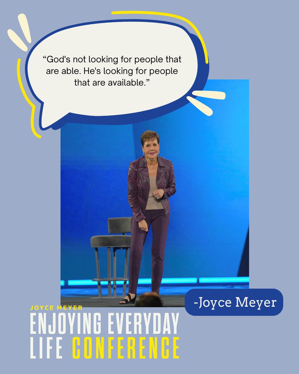 JoyceMeyer's tweet image. Simply say..."Lord, if you can use me, you can have me." Then, buckle your seat belt and get ready for the ride of your life. 😉

#EELC26