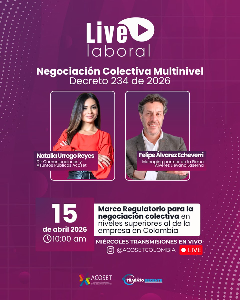 En el tercer Live Laboral analizaremos el cambio en la reglamentación de la negociación colectiva multinivel y sus impactos para las empresas, especialmente en el incremento de los costos laborales y en la sostenibilidad empresarial.

Conéctese y haga sus preguntas al experto.