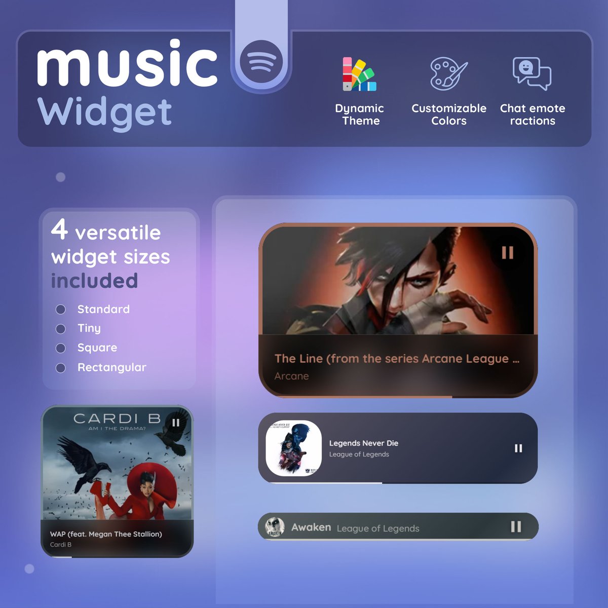 ArtCraftsStd's tweet photo. ♪♪ Spotify Music Widget for StreamElements, Twitch, Youtube and kick | OBS. ❤️
✦ Streamers and Vtubers
✦ Compatible with all Streaming Platforms
✦ Spotify Widget
#musicwidget #overlay #streaming #streamwidget #streamdesign #spotify #kick https://t.co/MAu2reULTg