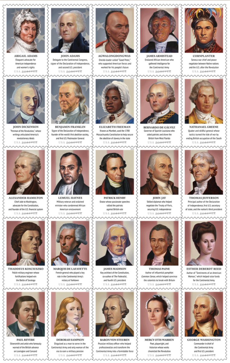 An unexpectedly diverse lineup of people in the <a href="/USPS/">U.S. Postal Service</a> heroes of the revolution stamps released in commemoration of the 250th birthday of the United States.