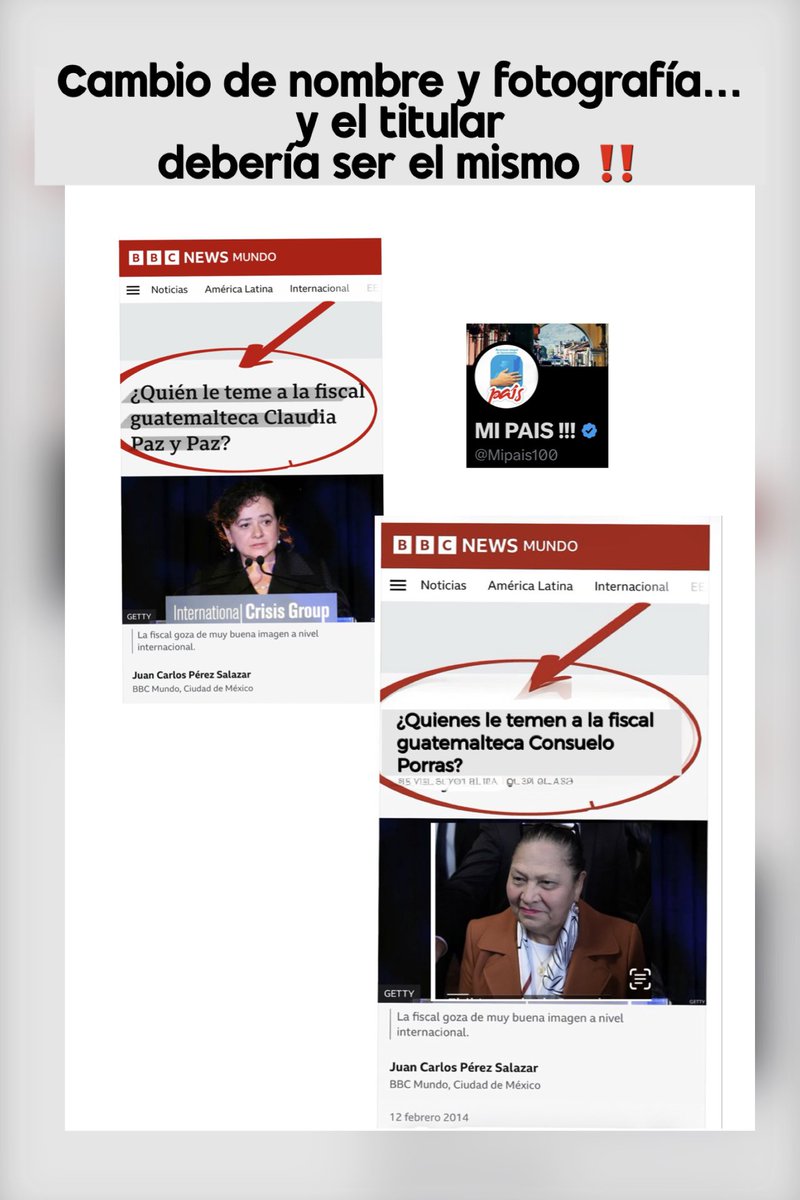 CUANDO UN TITULAR 
DEBERÍA ser el MISMO‼️

NUNCA ANTES en la historia 
de Waremala una mujer en un
cargo público había sido tan
VILIPENDIADA‼️

3 acciones por las cuales es
ATACADA Consuelo Porras:

1-DESTAPÓ las ILEGALIDADES 
del grupo de engañababosos
que inscribieron muertos y
